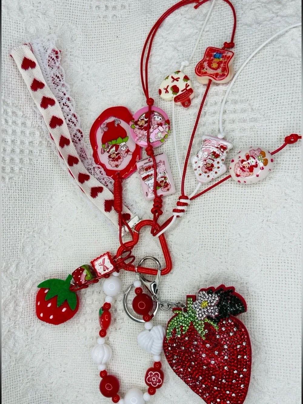 Strawberry Charm Keychain Bundle - Red